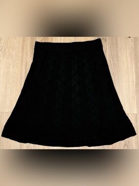 Missoni Black Knit A-Line Skirt Lined Stretch Waist Textured Zigzag medium m